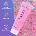 MEICOLY Chameleon Baby Pink Body Glitter: Color-changing glitter from pink to purple. Perfect for festivals, parties, Halloween, and as chunky glitter for face, body, and hair.