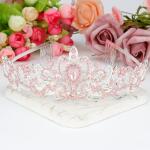 Didder Pink Opal Tiara: Elegant crown with combs for women and girls, perfect for weddings, proms, birthdays, and Halloween costumes.