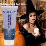 MEICOLY Black Face Glitter 50ml, Professional Glitter Body Paint, Mermaid Sequins Eye Glitter Face Painting for Halloween Cosplay SFX Makeup, Chunky Face Glitter Gel for Women and Kids