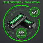 Ukor Fast Charging 2x6200mWh Rechargeable Battery Packs with Charger