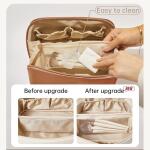 EACHY Travel Makeup Bag, Waterproof Portable Pouch Open Flat Toiletry Bag Make up Organizer with Divider and Handle, Large Capacity Cosmetic Bags for Women