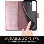 SUANPOT for Samsung Galaxy S22 with RFID Blocking Leather Wallet case - Rose Gold