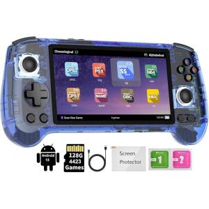 Voacle RG556 Retro Handheld Game Console Transparent Bluea