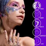 MEICOLY Purple Body Glitter (50ml): Mermaid face glitter gel for Halloween and music festivals. Sparkling glitter for face, eyes, lips, and hair, perfect for women.