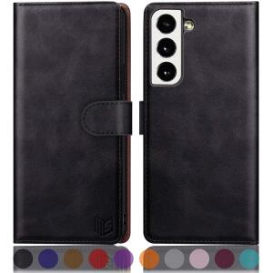 SUANPOT for Samsung Galaxy S22 with RFID Blocking Leather Wallet case - Black