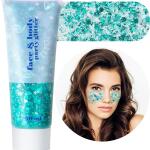 MEICOLY Teal Body Glitter: Mermaid face glitter gel for Halloween. Dazzling green chunky glitter for face, body, eyes, lips, and hair. Sparkling holographic makeup for women and kids.