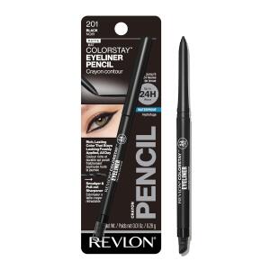 Revlon ColorStay Pencil Waterproof Eyeliner, Black, 0.01 oz, Smudge-Proof, Eye Makeup with Built-In Sharpener, Packaging May Vary, 201