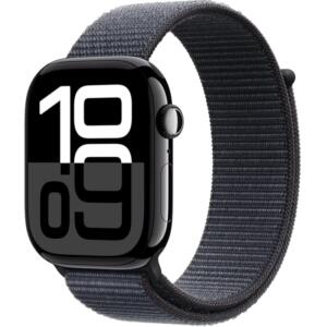 Apple Watch Series 10 [GPS 46mm case] Smartwatch with Jet Black Aluminium Case with Ink Sport Loop