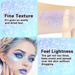 MEICOLY Sparkling Blue Body Glitter (50ml): Color-changing glitter gel for body, face, hair, lips, and eyes. Long-lasting sequins, perfect for Halloween and festival makeup.