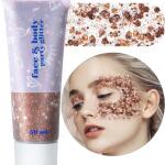 MEICOLY Brown Body Glitter, Deer Maroon Face Glitter Gel, Glitter Makeup for Women and Kids, Mermaid Sequins Halloween Glitter Face Paint,Chunky Glitter for Face Body Eye Lip Hair