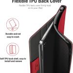 Antbox 10.2 Inch Case for iPad 9th/8th/7th Gen with Pencil Holder Vegan Leather Smart Cover (Red)