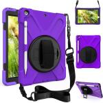 ZenRich Rugged Shockproof Case for iPad 9th/8th/7th Generation 10.2 inch (2021), with Pencil Holder, Rotating Hand Strap, Stand, Shoulder Strap, and Screen Protector (A-Purple)