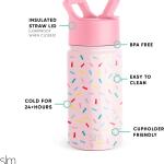 Simple Modern Kids Water Bottle with Straw Lid, Insulated Stainless Steel Reusable Tumbler for Toddlers, Girls, 14oz (Confetti)