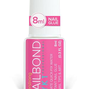 Super Strong Nail Glue for tips, acrylics, and press-ons (8ml). NYK1 Nail Bond Brush-On for long-lasting adhesion with fake nails.