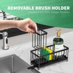 Cisily Sponge Holder for Kitchen Sink, Sink Caddy with High Brush Holder, Kitchen Sink Organizer Countertop Rustproof 304 Stainless Steel