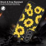 LETO Galaxy S22 Case,Luxury Flip Folio Leather Wallet Case Cover 6.1" Blooming Sunflowers