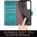 SUANPOT for Samsung Galaxy S22 with RFID Blocking Leather Wallet case - Blue Green