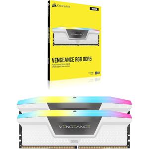 CORSAIR VENGEANCE RGB DDR5 RAM 32GB (2x16GB) Desktop Computer Memory - White