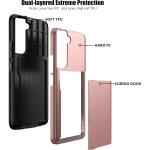 Nvollnoe for Samsung S22 Case with Card Holder 5G 6.1 inch - Rose Gold