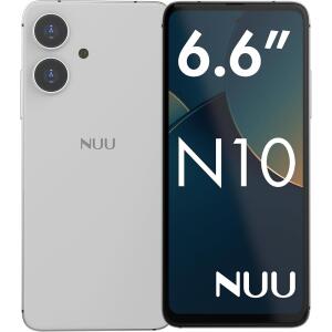 NUU N10 Basic Cell Phone Unlocked Android 14 smartphone (4GB RAM/128GB storage) White