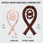 Kitsch Satin XL Jumbo Hair Rollers for Overnight Curls, Chocolate, Heatless Curling Set With Headband and Soft Rollers