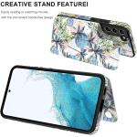 LETO Galaxy S22 Case,Luxury Flip Folio Leather Wallet Case Cover 6.1" Coconut Trees