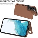 LETO Galaxy S22 Case,Luxury Flip Folio Leather Wallet Case Cover 6.1" Brown