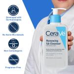 CeraVe SA Cleanser 16 Ounce, Salicylic Acid Cleanser with Hyaluronic Acid, Niacinamide & Ceramide, BHA Exfoliant for Face, Fragrance Free Non Comedogenic