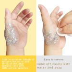 MEICOLY Silver Body Glitter: Chunky face glitter for Halloween with mermaid sequins. Ideal for hair and makeup at music festivals and parties. Sparkling gel for women and kids.