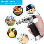 Sondiko Butane Torch S400, Refillable Kitchen Torch Lighter, compatible with all butane tanks. Features a safety lock and adjustable flame (butane gas not included).