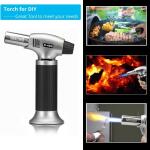 Sondiko Butane Torch S400, Refillable Kitchen Torch Lighter, compatible with all butane tanks. Features a safety lock and adjustable flame (butane gas not included).