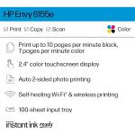 HP Envy 6155e Wireless All-in-One Color Inkjet Printer - White