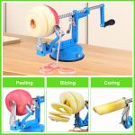 Apple Peeler Corer, Chrome Cast Magnesium Alloy, Stainless Steel, Longlasting, powerful suction base, Peels, slices, and cores apples and potatoes (Lake Blue)