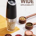 Sangcon Gravity Electric Salt and Pepper Grinder Set Automatic Shakers Mill Grinder with LED Light, Battery Powered Adjustable Coarseness One Hand Operation