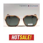 Tommy Hilfiger Polarized Sunglasses Gold Havana Frame Green Lens