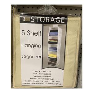 Better Home Storage 5 Shelf Hanging Organizer Tan Size 40"x10"x11"