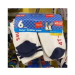 Hanes P6 Boy Cush Toddler Crew Socks 4T-5T