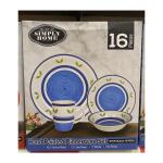 Simply Home Hand Painted Dinnerware Set 16 pcs White/Dark Blue