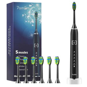 Black - 7AM2M Sonic Electric Toothbrush for Adults and Kids