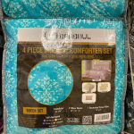 Dahdoul 4 Pc Queen Solid Printed Moonlit Comforter Medium Turquoise