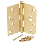 Everbilt 4 in. Square x 5/8 in. Radius Squeak-Free Door Hinge Satin Brass