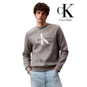 Calvin Klein Men Classic Logo Graphic Pullover Sweater Gray Size XS