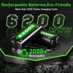 Ukor Fast Charging 2x6200mWh Rechargeable Battery Packs with Charger