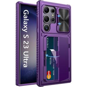 Vihibii Wallet Phone Case for Samsung Galaxy S23 Ultra 5G 6.8" 2023, Dark Purple