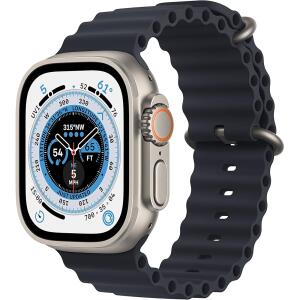 Apple Watch Ultra Titanium Case with Midnight Ocean Band (Renewed)