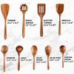 Zulay Kitchen 9-Piece Teak Wooden Utensils for Cooking