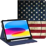 Fintie Case for iPad 10th Generation 10.9 Inch (2022), Multi-Angle Viewing Protective Stand Cover with Pencil Holder & Pocket, Auto Sleep/Wake (US Flag)