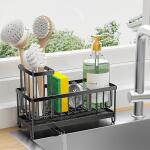 Cisily Sponge Holder for Kitchen Sink, Sink Caddy with High Brush Holder, Kitchen Sink Organizer Countertop Rustproof 304 Stainless Steel