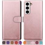 SUANPOT for Samsung Galaxy S22 with RFID Blocking Leather Wallet case - Rose Gold