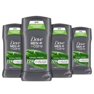 Dove Men + Care Antiperspirant Deodorant, 4 Pack, 72hr Sweat & Odor Protection, Vitamin E, Triple Moisturizer